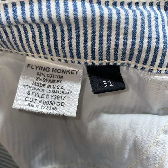 Flying Monkey Wide Leg Cropped Jeans 31 Gaucho Jeans Blue White Stripe Capri - Picture 4 of 8